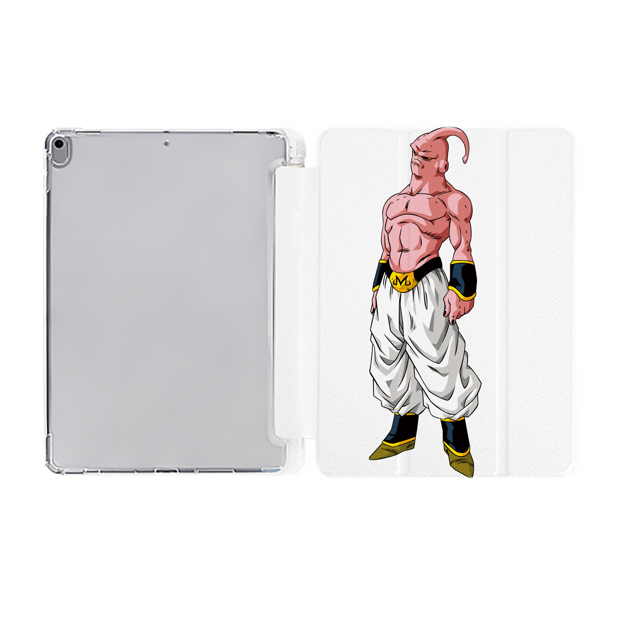 （画像用） ドラゴンボール 魔人ブウ DRAGON BALL Majin Buu IPad ケース ペン収納付き 三つ折りスタンド PUレザー×シリコン 対応機種9.5/10.5/10.9インチ